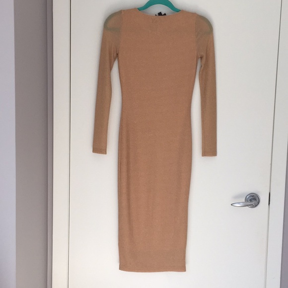 Champagne/nude shimmery Topshop dress. - Picture 3 of 4